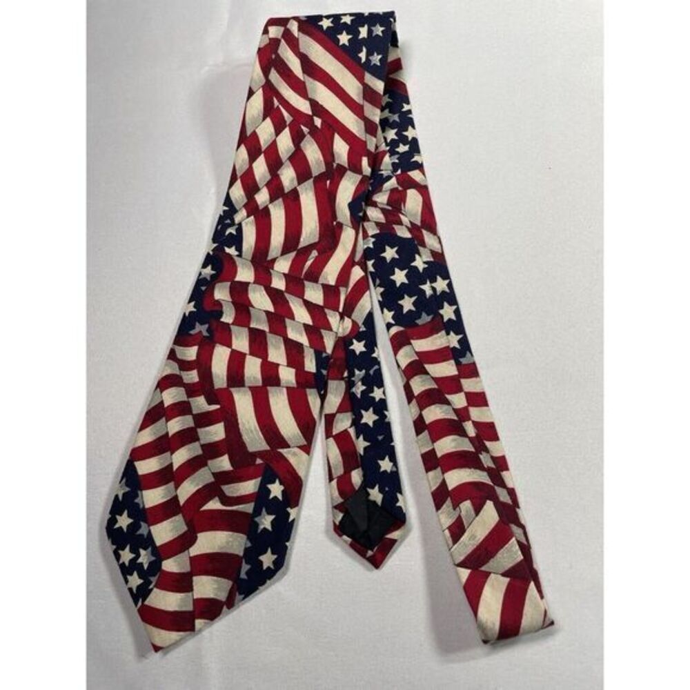 Beans McGee American Flag Mens Neck Tie Cotton Red White Blue 56 Inch